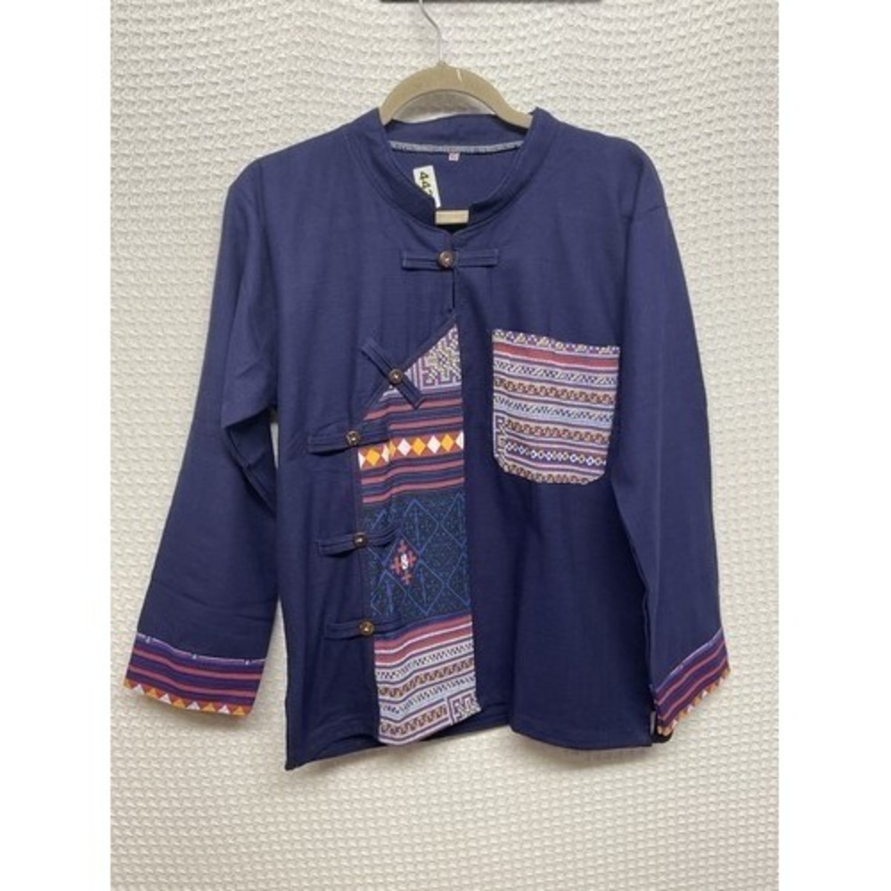 NWOT Classic Thai Lanna Traditional Shirt Northern Local Folk Design Men L